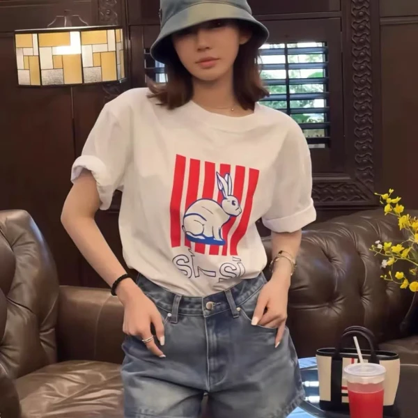 【小兔子】2025年新款大板宽松T 恤-F013
