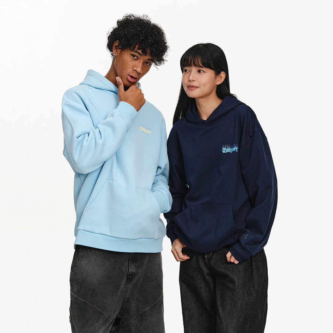 BURNIN *火焰横排小火苗logo左胸口连帽卫衣长袖休闲百搭情侣春季