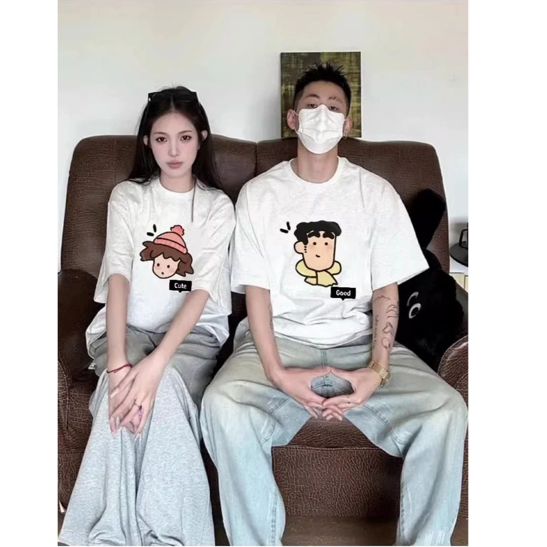 同色系情侣装夏季装ins潮牌t恤高级感2025新款潮流超百搭女装短袖