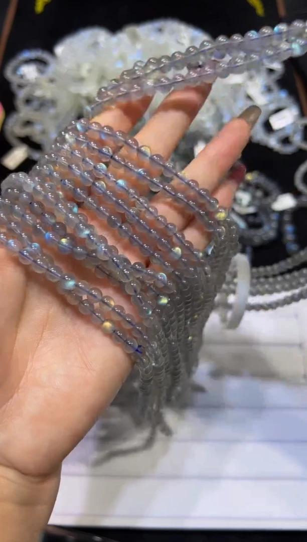 【闪购商品】长石手链未镶嵌5.5mmA级灰月光3圈 默认微瑕