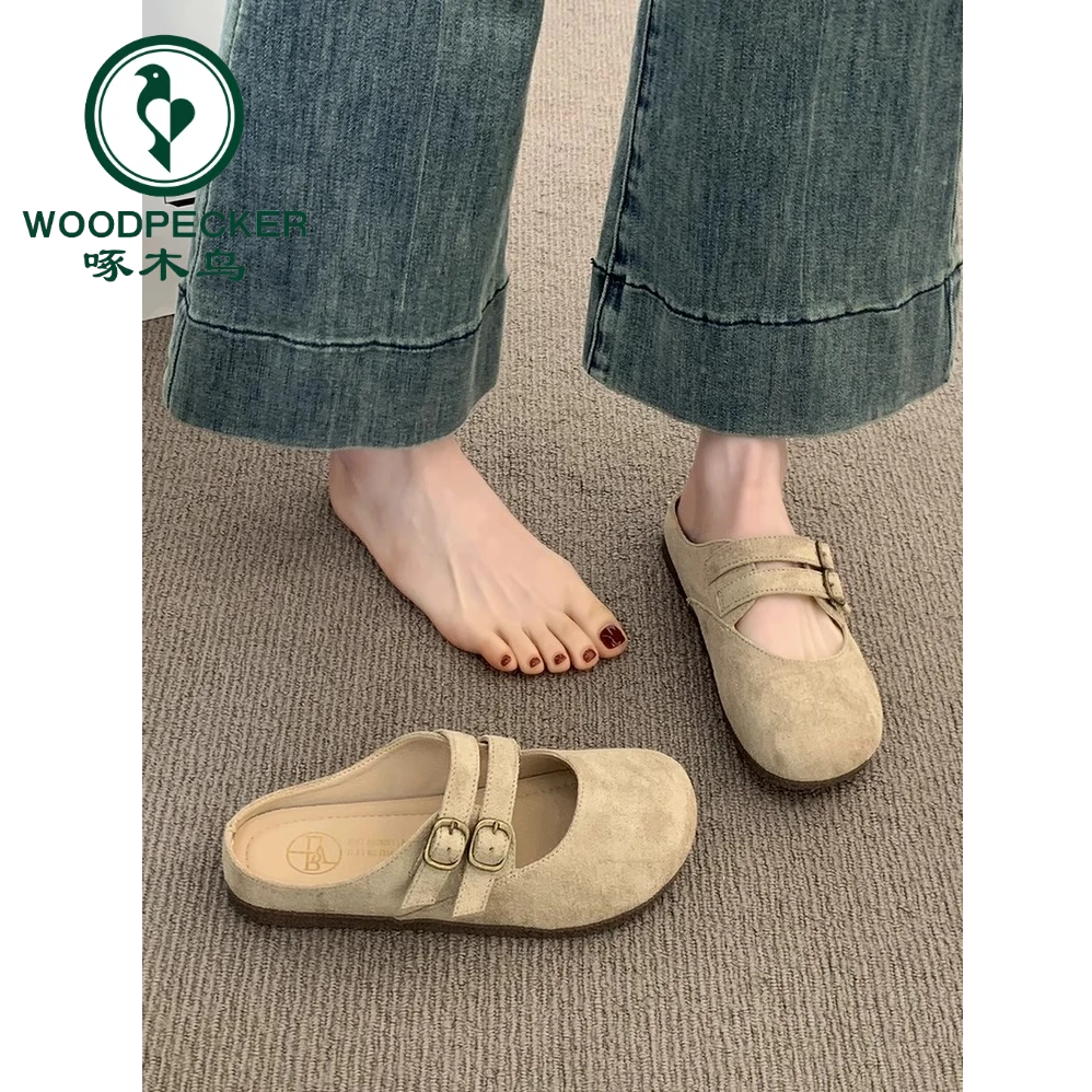 啄木鸟勃肯鞋包头半拖鞋女外穿2025新款夏超火凉拖懒人一脚蹬单鞋