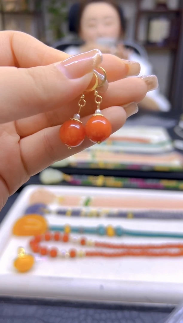 翡翠14K金镶嵌耳饰DIY款E827