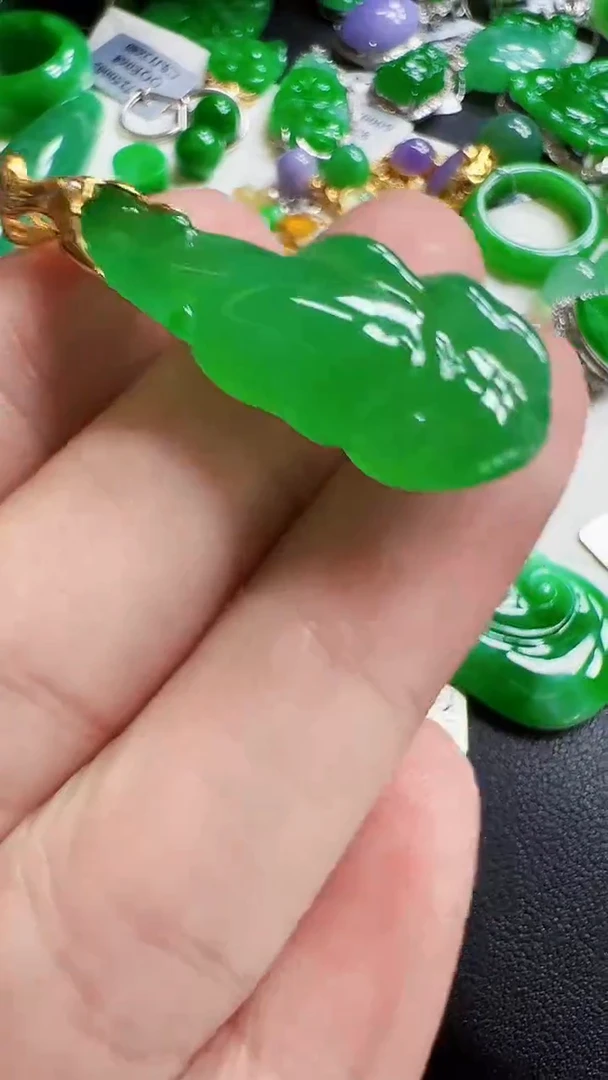颈饰18K金镶嵌翡翠ᰔ****✧随型