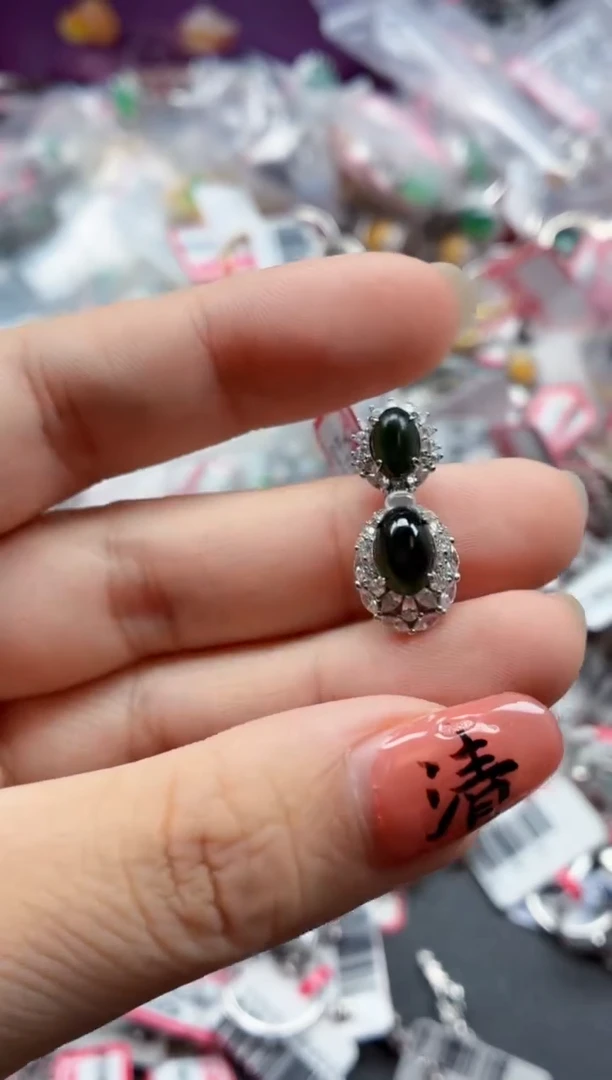 银S925镶嵌戒指翡翠天然A货缅甸翡翠