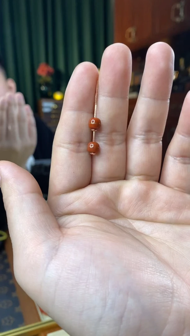 未镶嵌南红玛瑙耳饰6.5mm老型一对