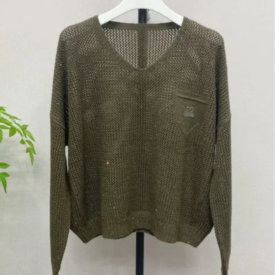 青青家  春款时尚天鹅爱心闪钻图案针织衫-8302