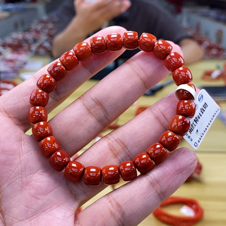 【小刘南红】瓦西南红牛血锦红（云端）直切手串7mm 多样性发一