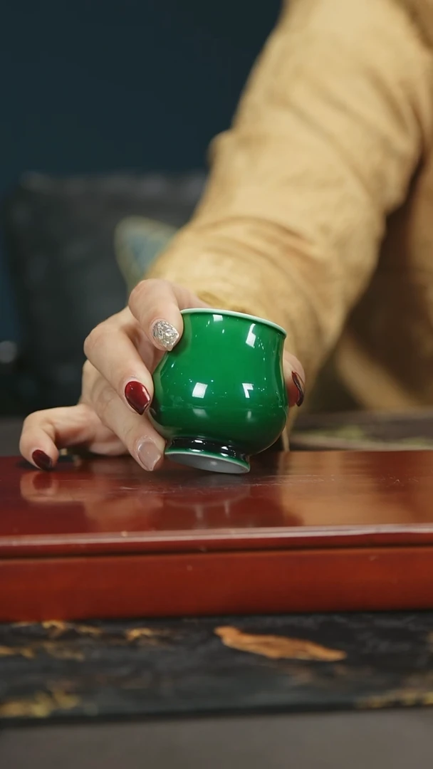 【闪购商品】瓷唐里郎窑绿玫瑰花杯