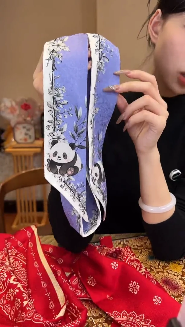 刺绣熊猫小窄条