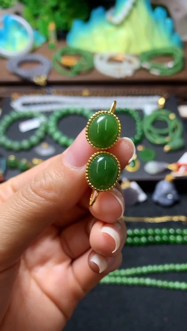 【闪购商品】和田玉耳饰银S925镶嵌耳钩款