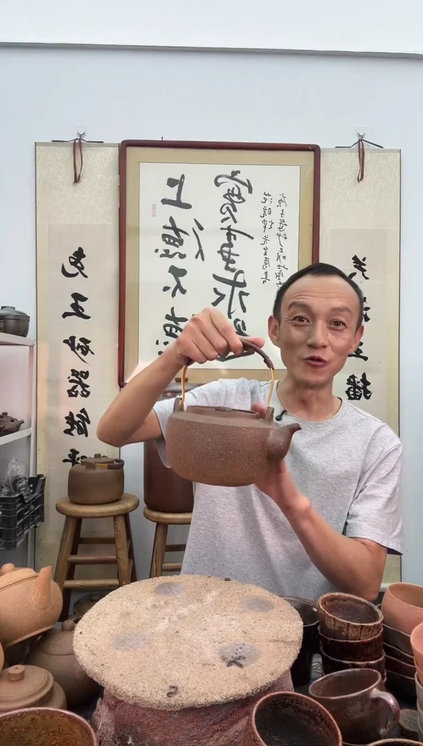 全手工红色新款提梁壶非遗技艺1升