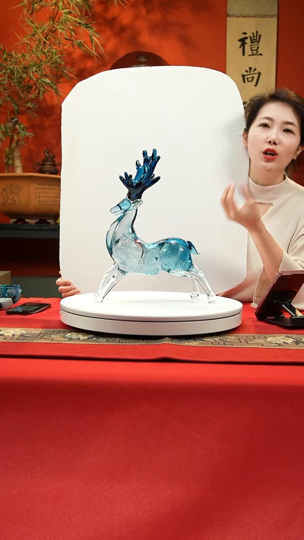 手工艺品琉璃蓝色鹿