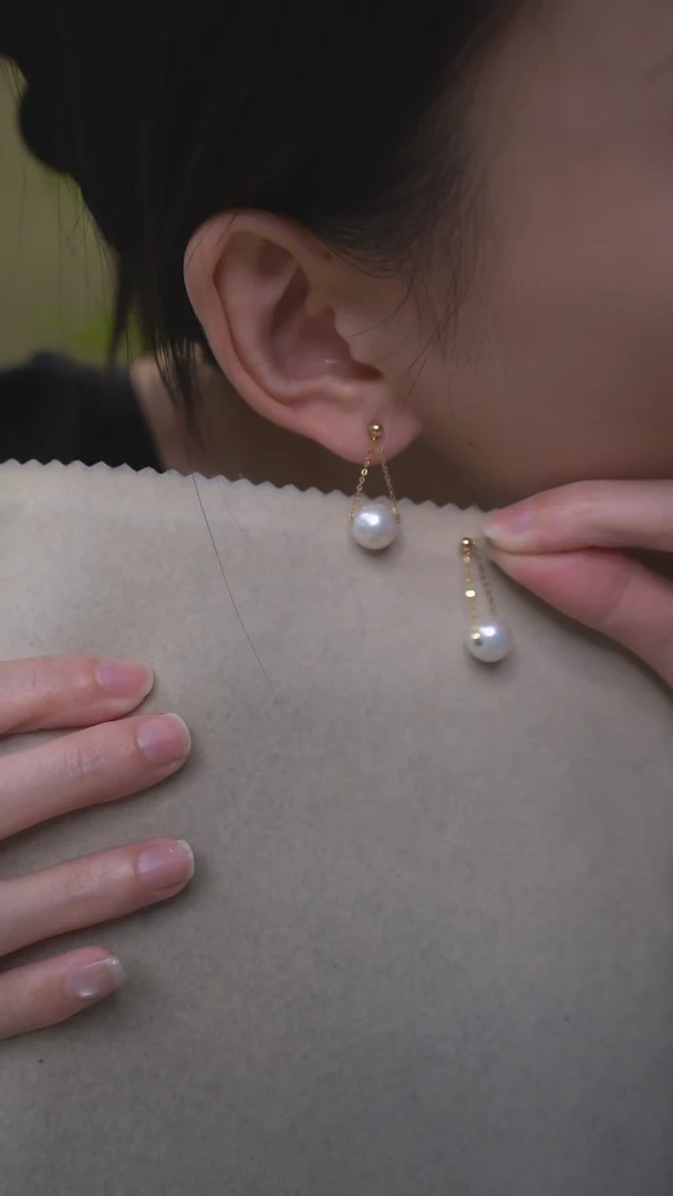 【闪购商品】淡水珍珠耳饰18K金镶嵌18K黄金正圆耳环