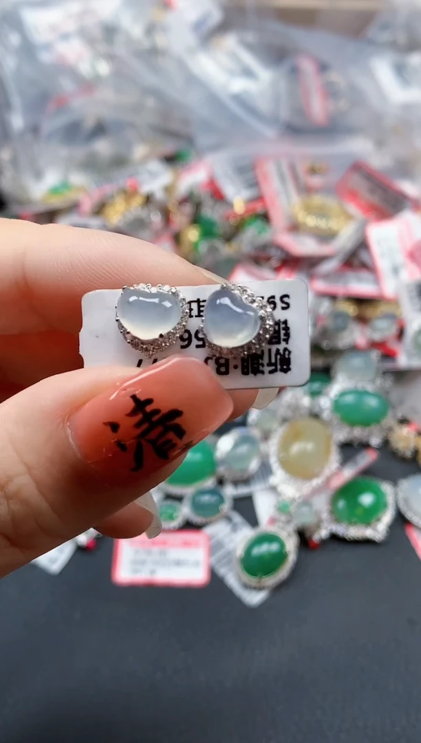 银S925镶嵌戒指翡翠天然A货缅甸翡翠