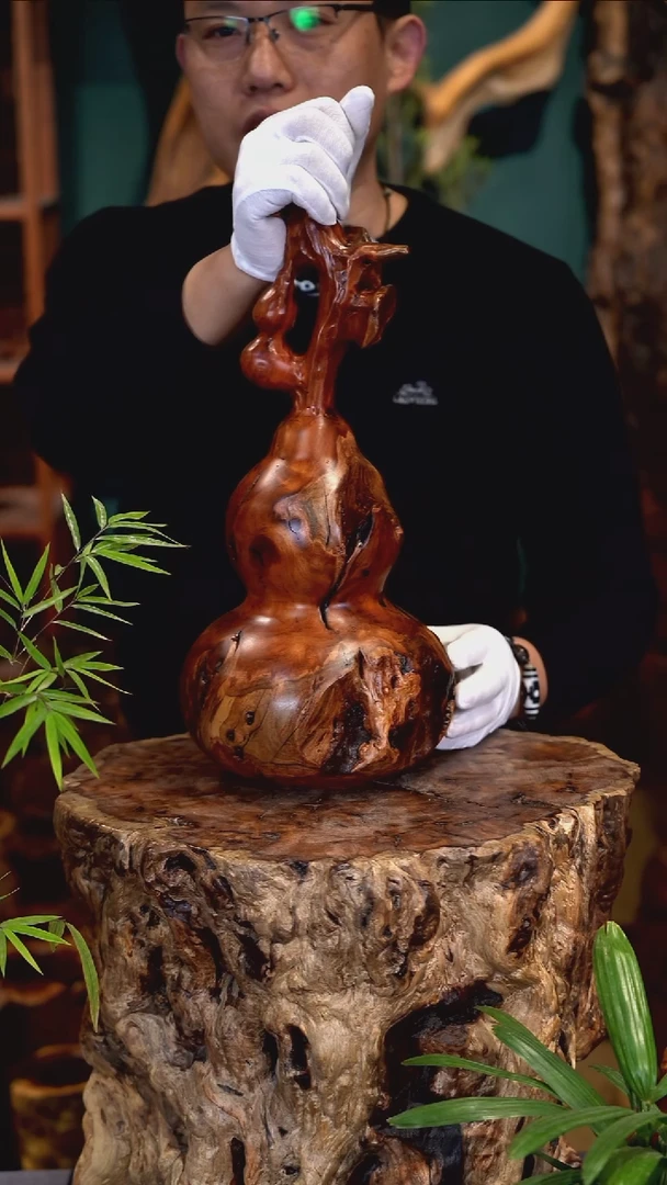 木雷击枣木葫芦摆件