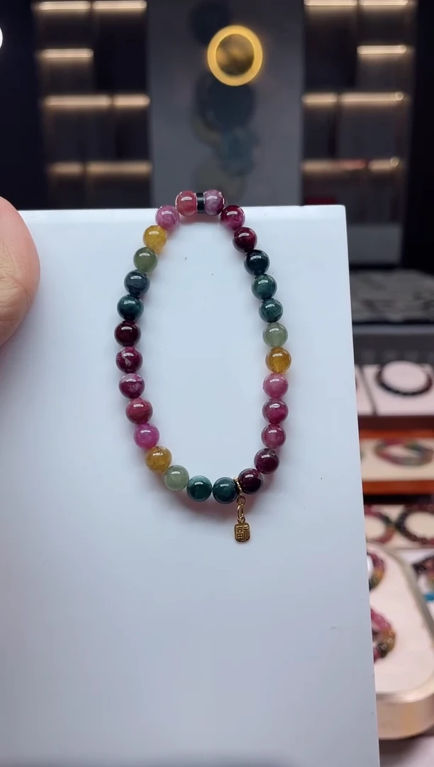 未镶嵌老矿碧玺单圈手串6mm+碧玺（多样性发一条）Q