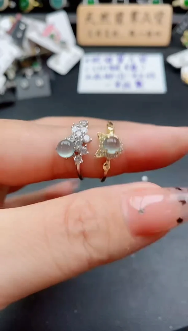 银S925镶嵌戒指翡翠1