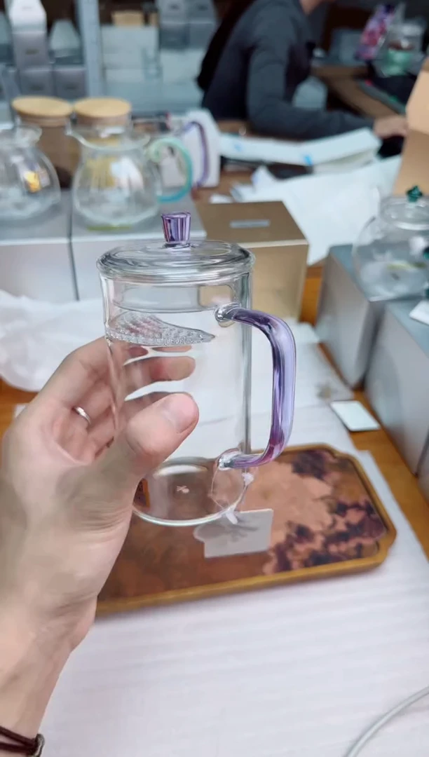手工艺品玻璃禾器简尚杯浅紫色