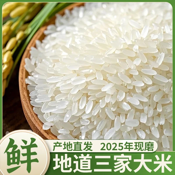 2025年当季新米三家大米长粒香米营养产品煮饭微糯长粒香入口回甘