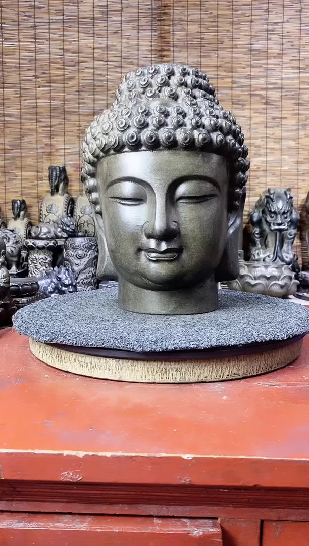 石材天然青石石雕佛首一尊