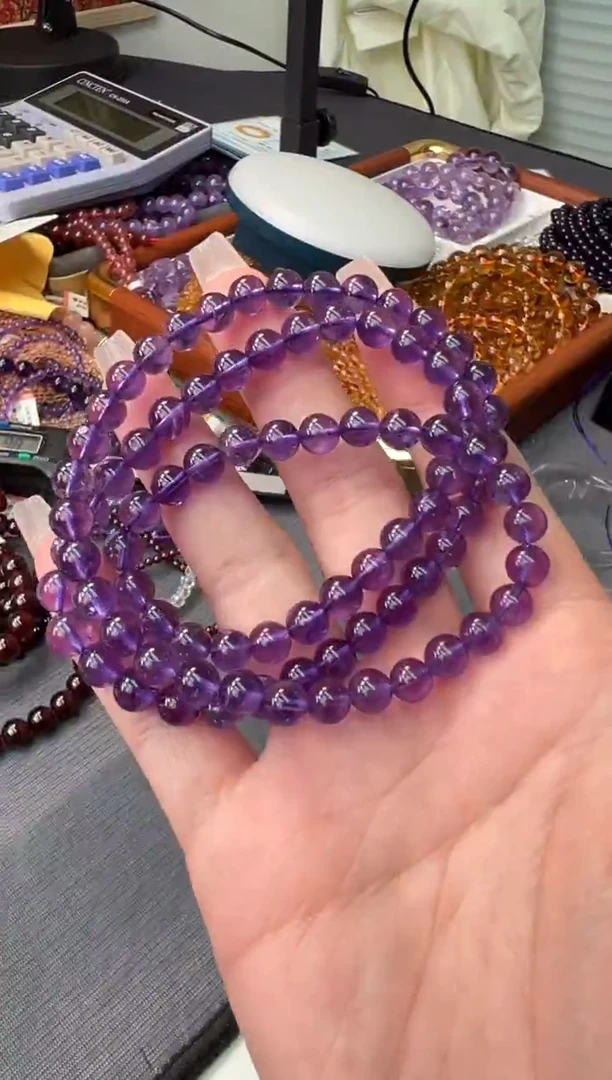 未镶嵌手链紫晶乌拉圭紫水晶多圈