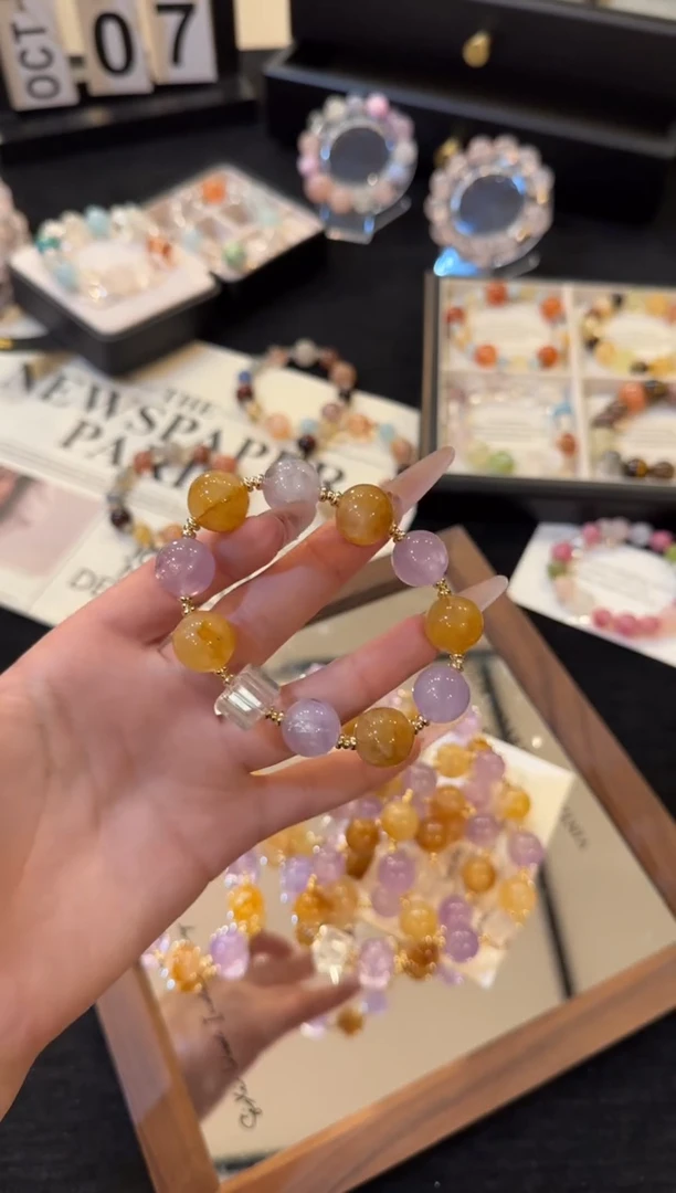 合金手链水晶紫黄多宝x2875