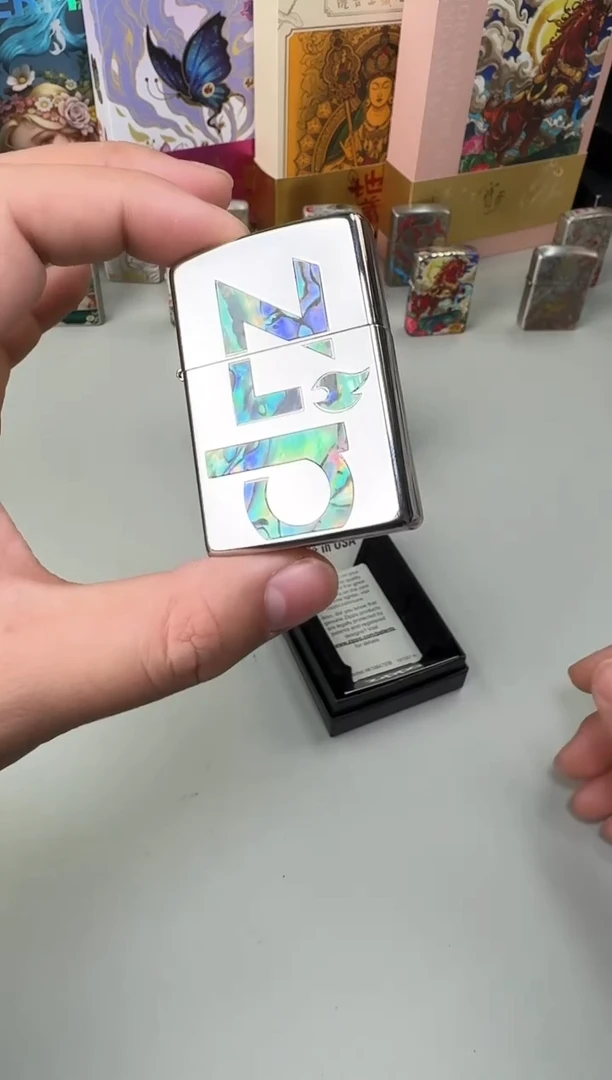 铜ZIPPO彩贝镜面大标