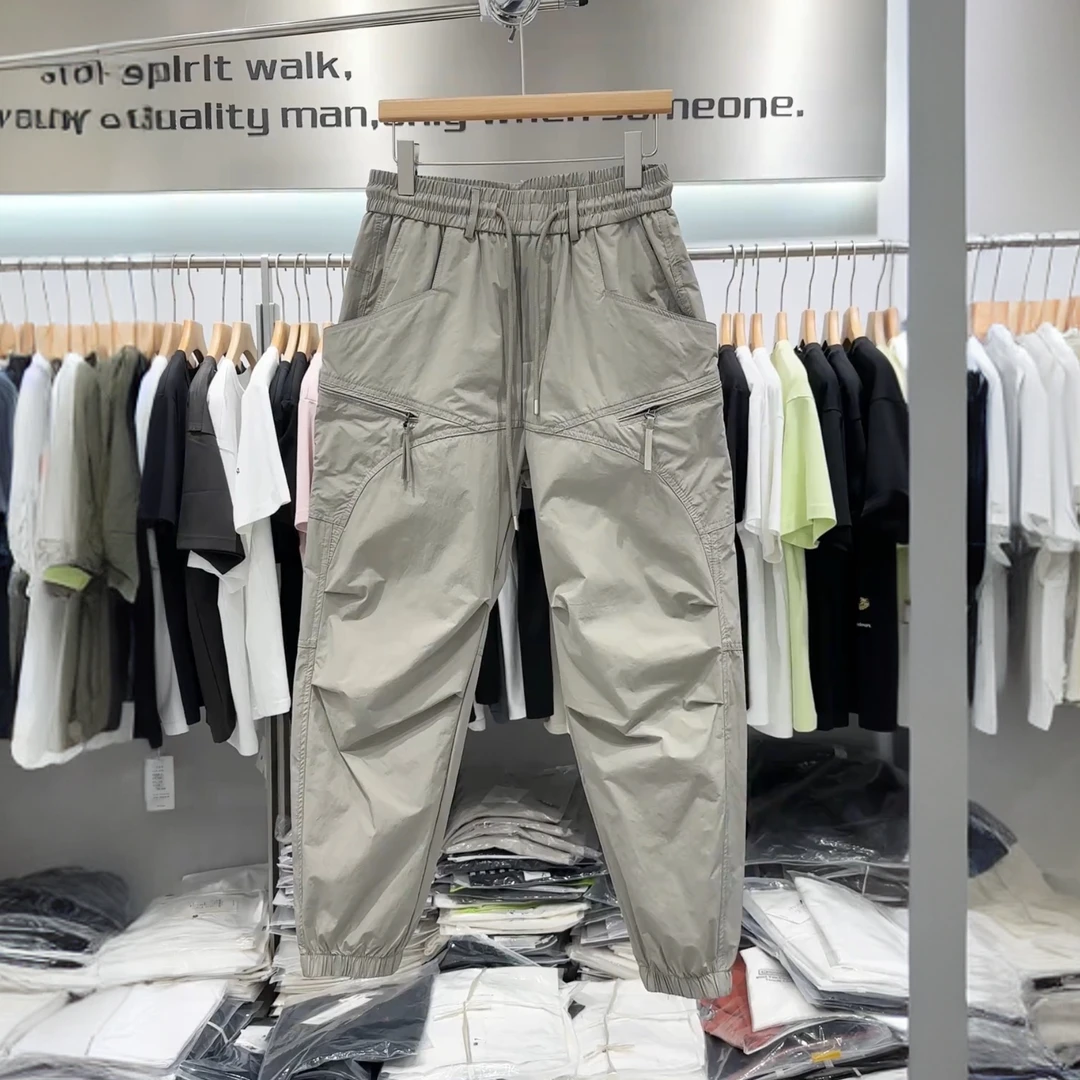 秋冬新款工装裤男时尚宽松户外速干机能黑色束脚裤潮牌舒适哈伦裤