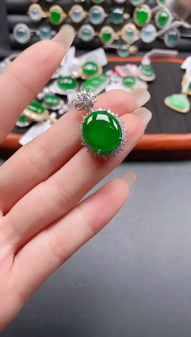 银S925镶嵌戒指翡翠111