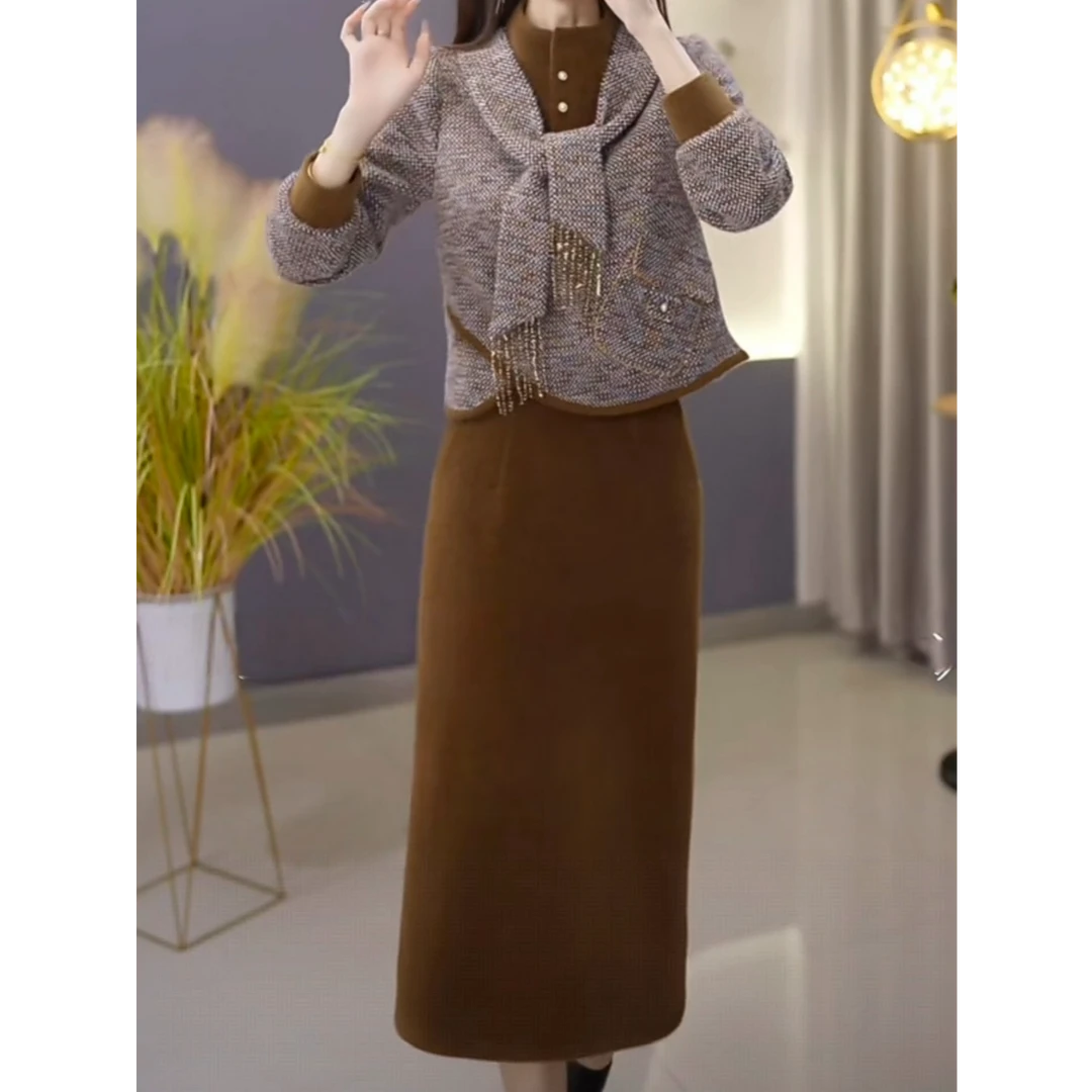 亿亿【套装定制】C755上衣配半身裙两件套时尚减龄收腰显瘦冬季新款