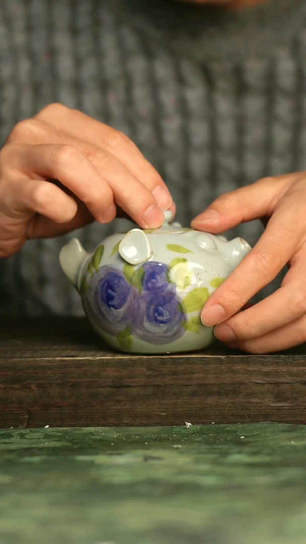 陶瓷青诗集手工手绘瓷器