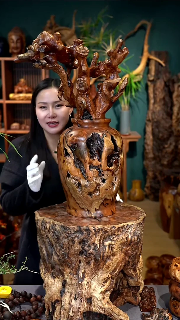 木雷击枣木花开富贵