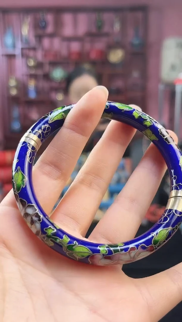 非遗 景泰蓝银蓝开口镯 60-66 宝蓝