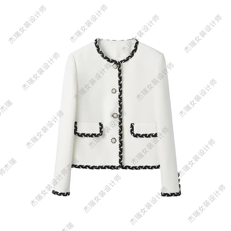 杰瑞【时髦香系】2024春季新款白色浅色系时尚百搭风小香风外套女