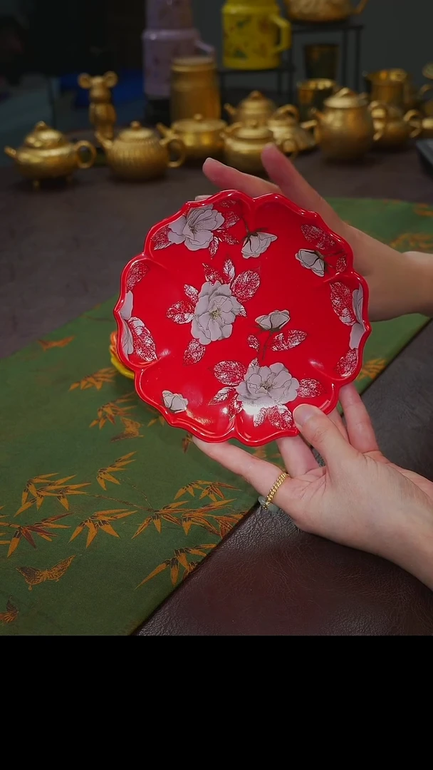 茶杯紫砂【宜景窑中国红系列】壶承