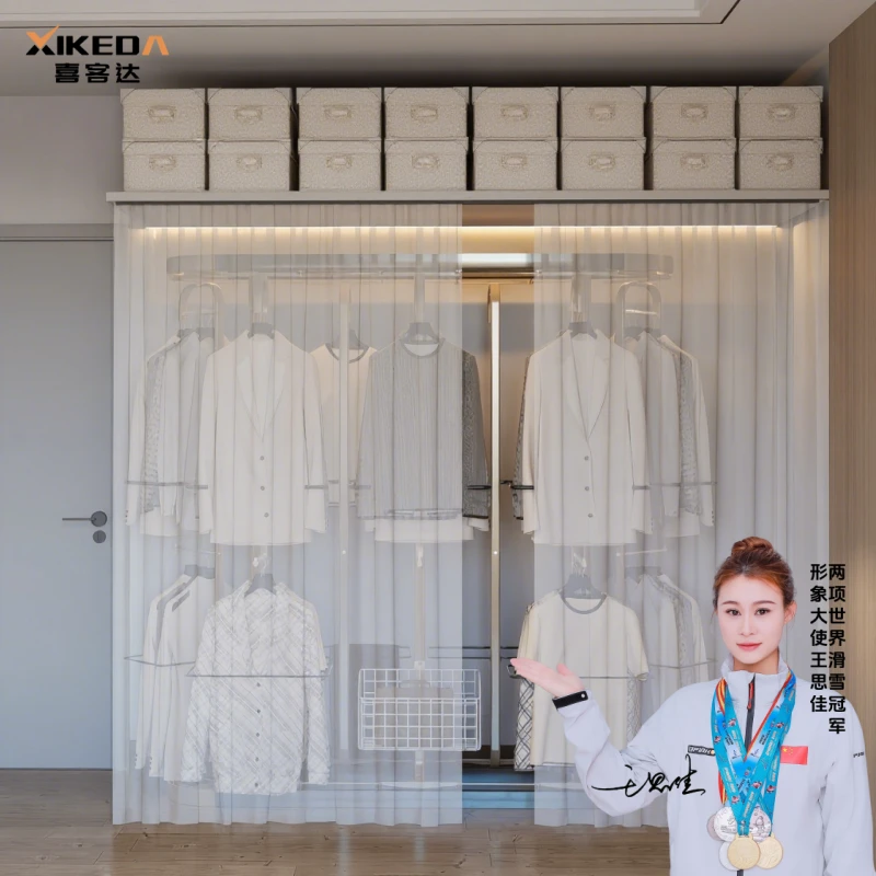 喜客达防尘环保衣柜衣帽间大容量家用360度旋转衣架环保零甲醛