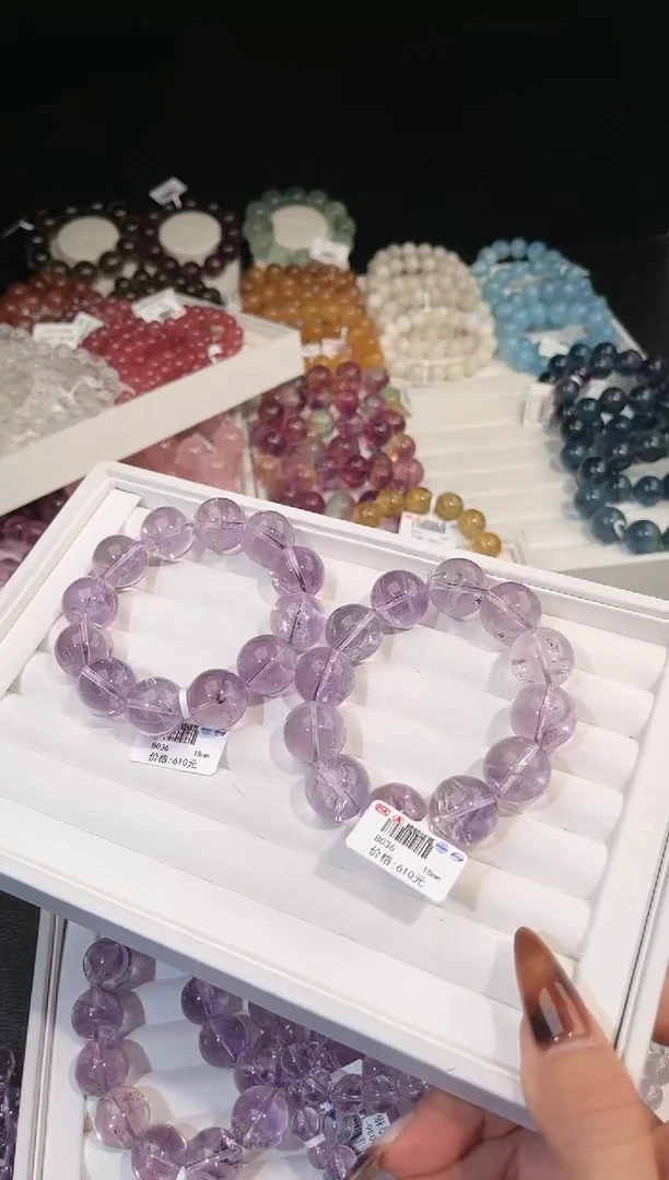 【闪购商品】水晶手链未镶嵌多样性发一紫水18mm