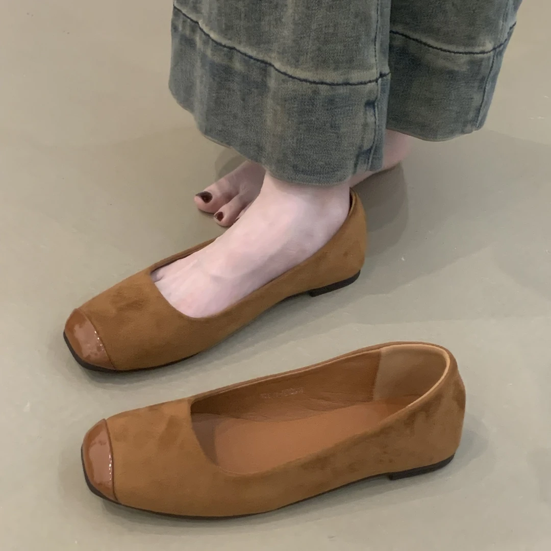 BLS-R2023-1女鞋软奶奶鞋女2025韩版小香风拼色平底芭蕾舞鞋单鞋