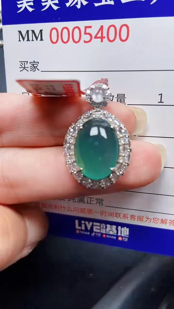 颈饰银S925镶嵌翡翠5400