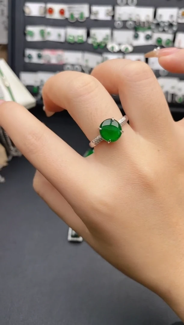 银S925镶嵌戒指翡翠0