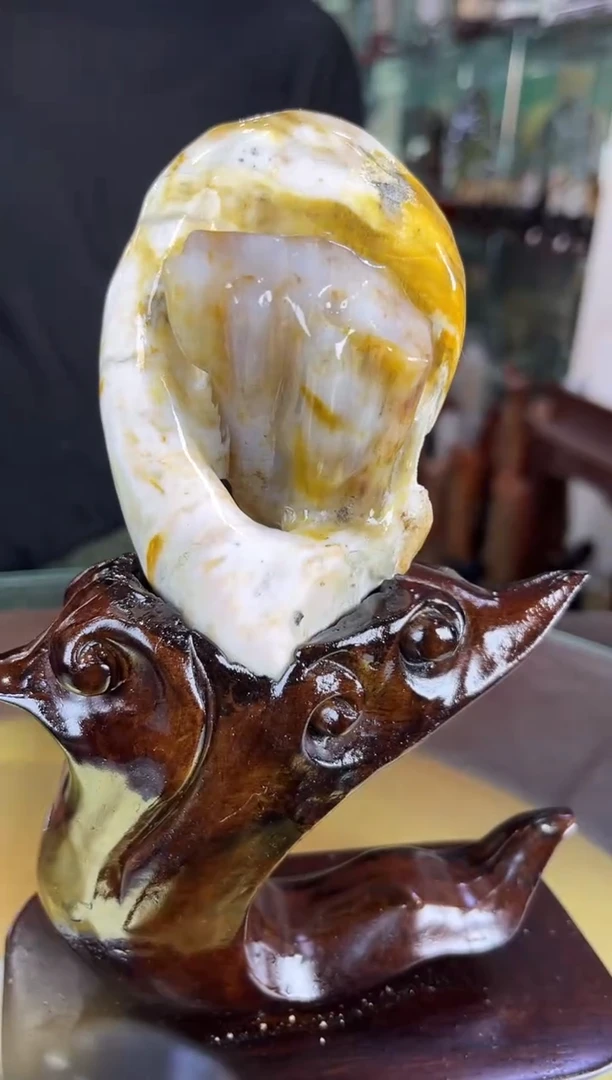 缅甸天然树化玉精品摆件