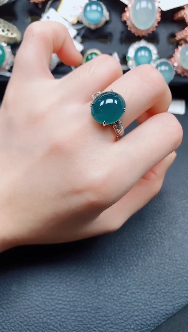 银S925镶嵌戒指翡翠翡翠