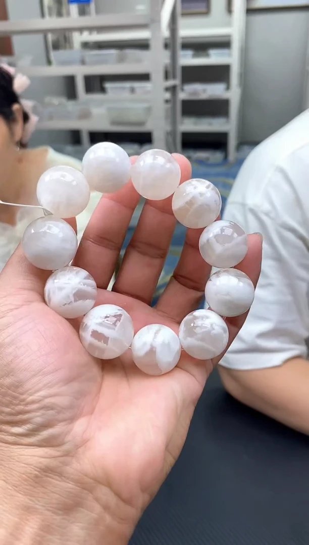 未镶嵌手串水晶8白雪花幽灵21mm