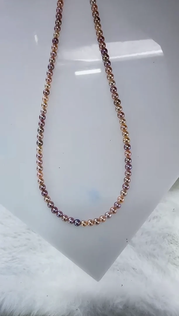 未镶嵌淡水珍珠DA淡水糖果色珍珠项链3-4 y528