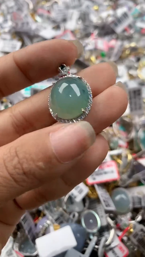 银S925镶嵌戒指翡翠777   1