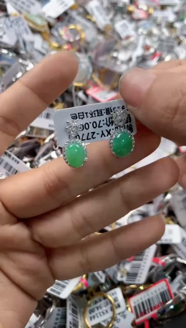 银S925镶嵌戒指翡翠12     4