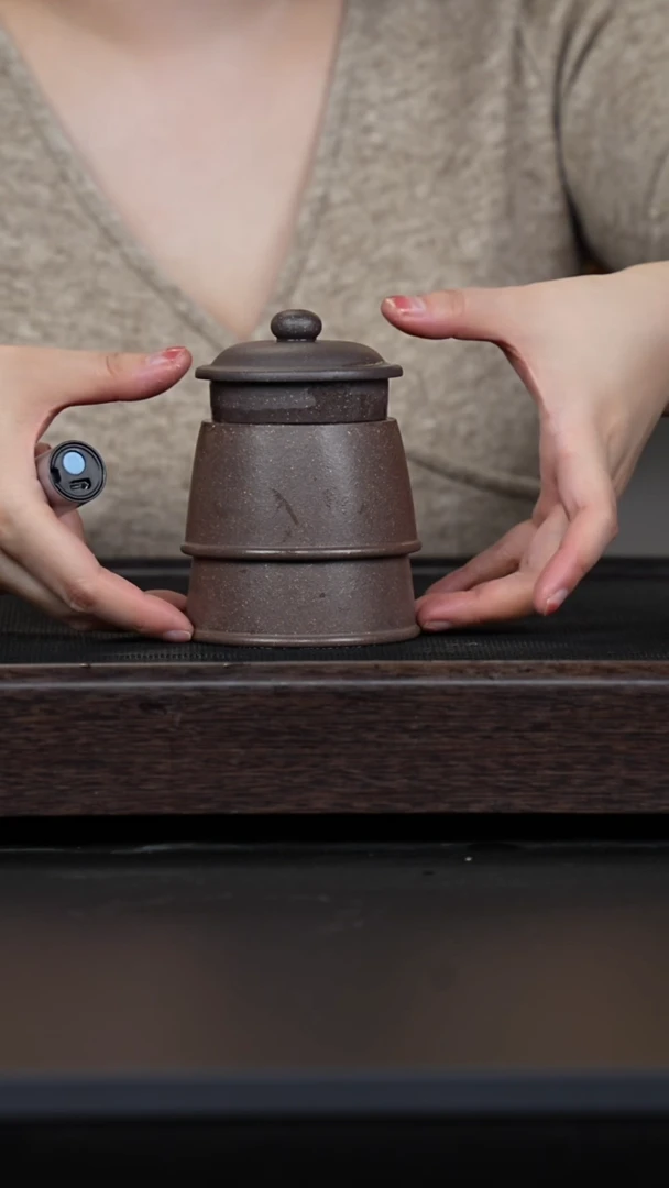 【闪购商品】紫砂茶壶天青刻绘大亨仿古一壶两杯