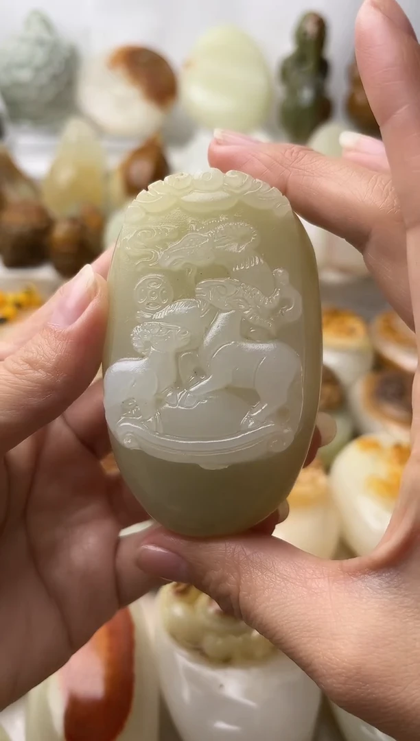 石材古青石棉纹正常不退换三羊开泰