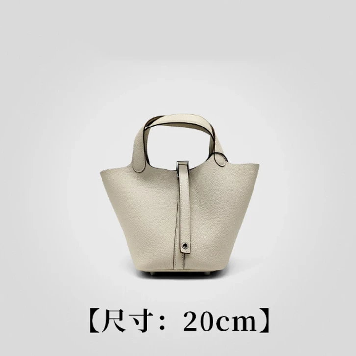 晨林私定【牛皮-五色可选-20菜篮子包包】牛皮文艺风手提女包 30349