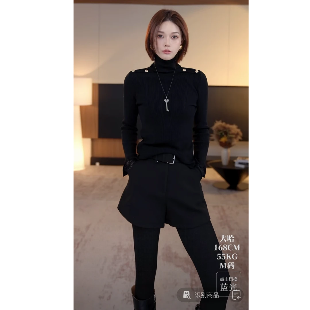 DENGDAHA 「雪呢温暖」百搭休闲秋冬短裤时尚高腰显瘦XY001-279